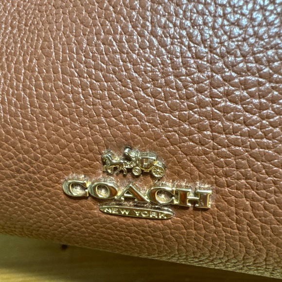 Coach Brown Leather Elise Satchel Purse Handbag Cognac Saddle Brown - Picture 5 of 16